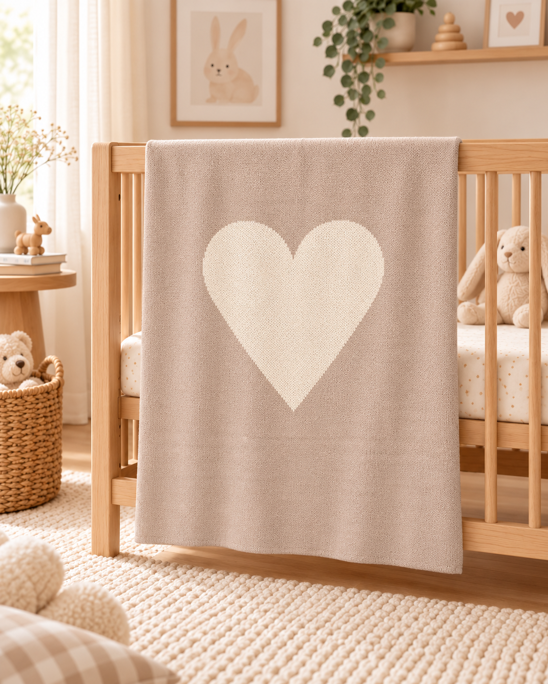 Charlotte Heart Baby Blanket - Sand