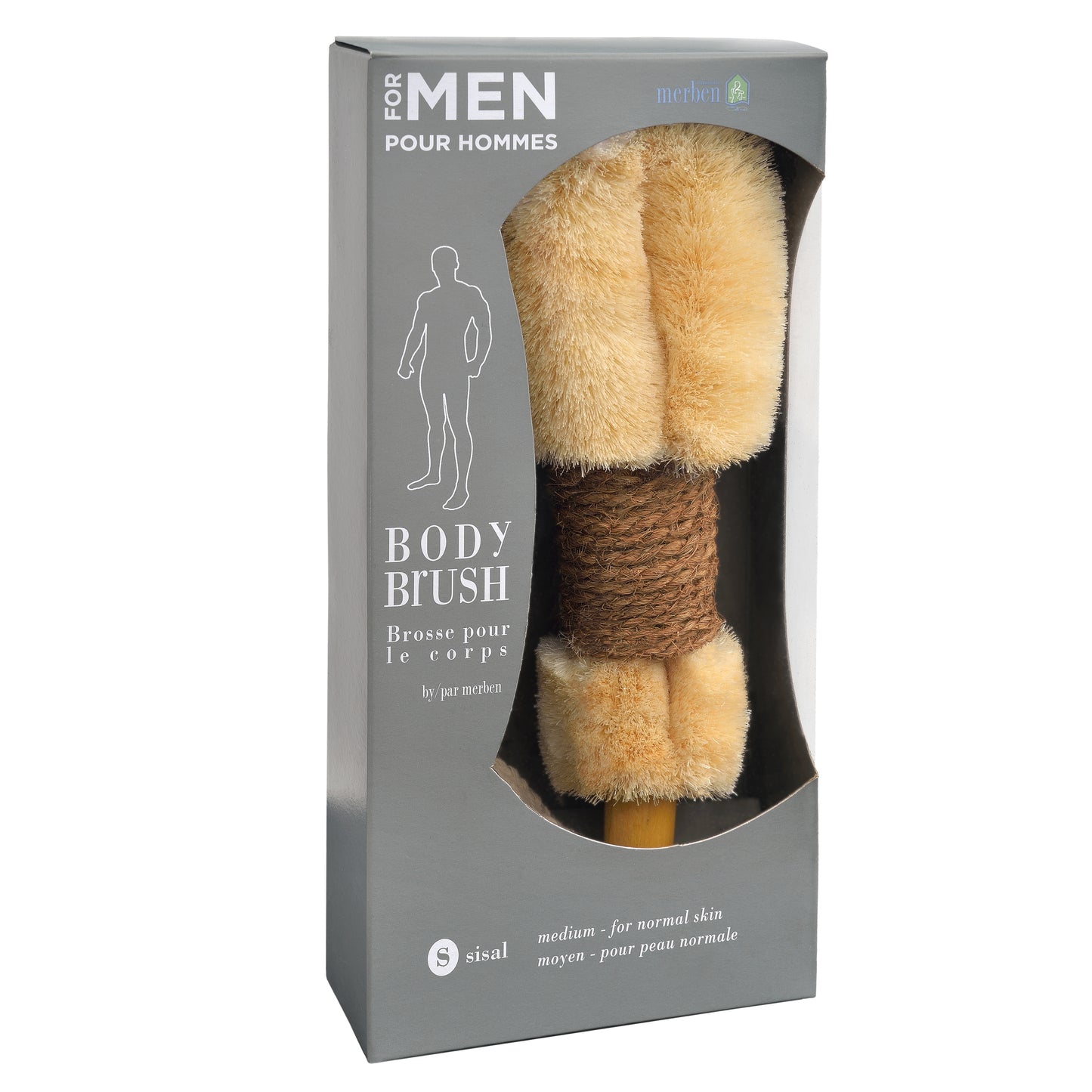 Men's Sisal Medium Body Brush - Brown Cord
