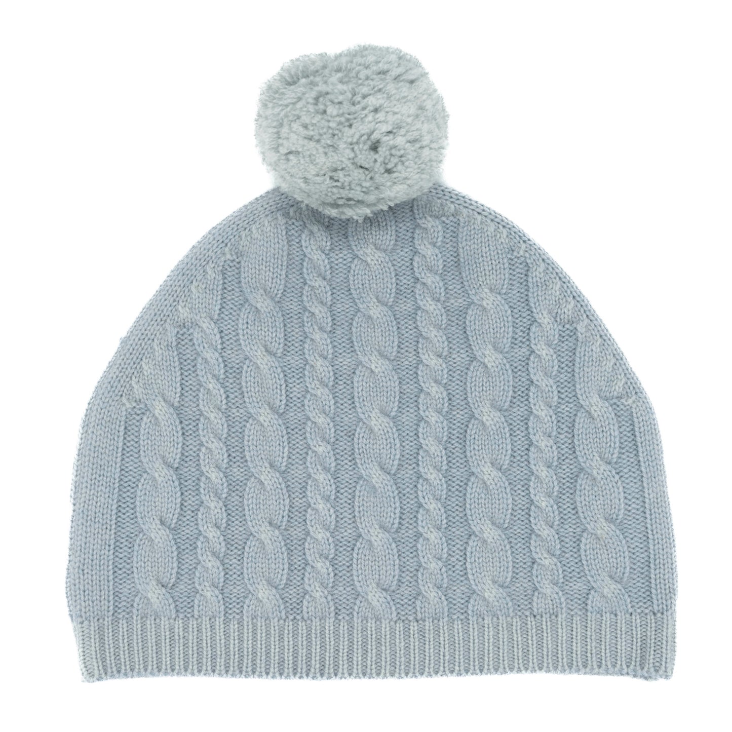 Samantha Cashmere Cable Knit Pom Pom Hat - Blue