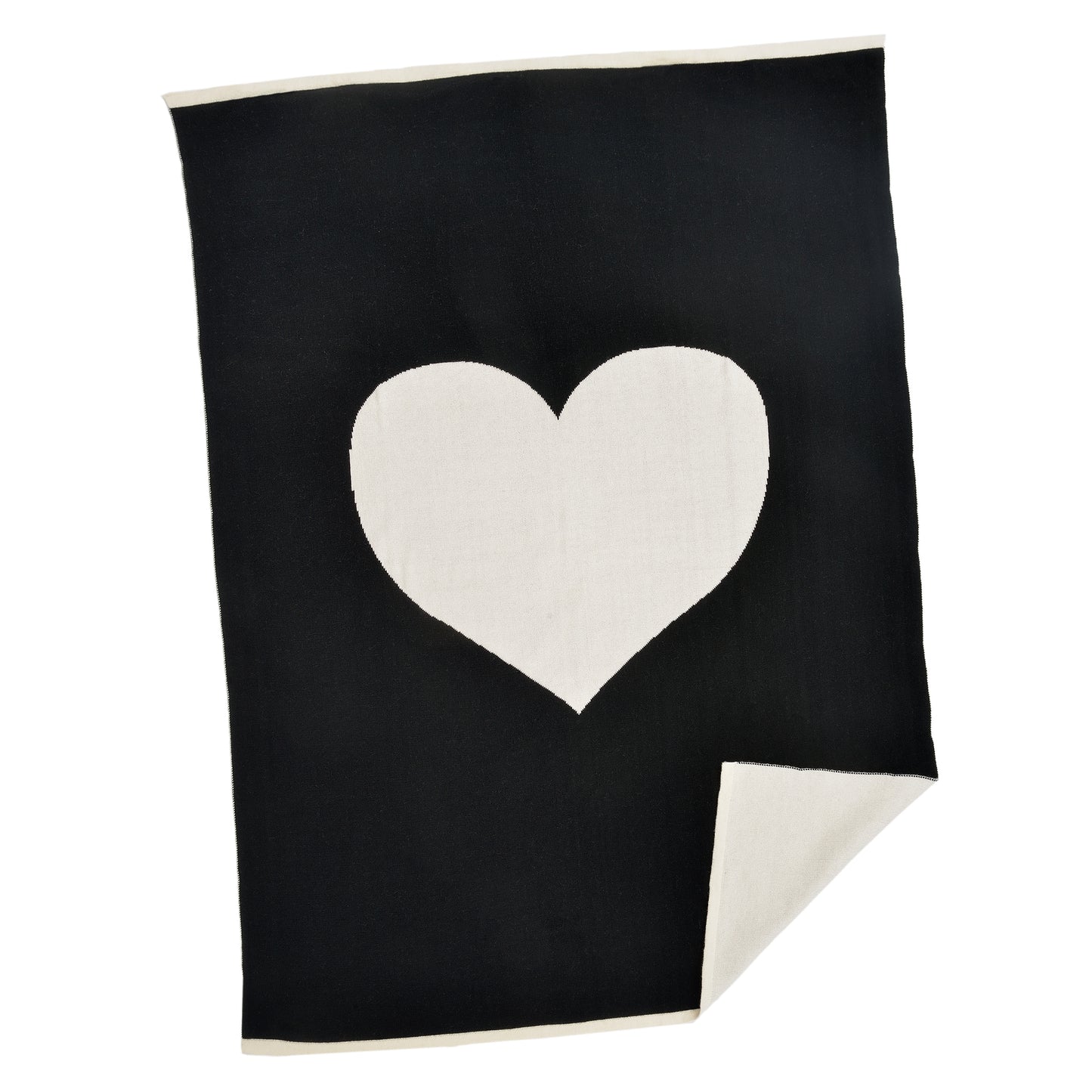 Elisa Heart Baby Reversible Blanket - Black
