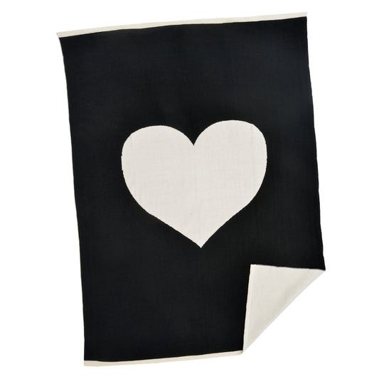 Elisa Heart Baby Reversible Blanket - Black