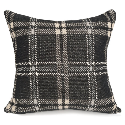 Oliver Plaid Pillow - Black 22"x22"