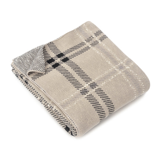 Oliver Plaid Throw - Sand