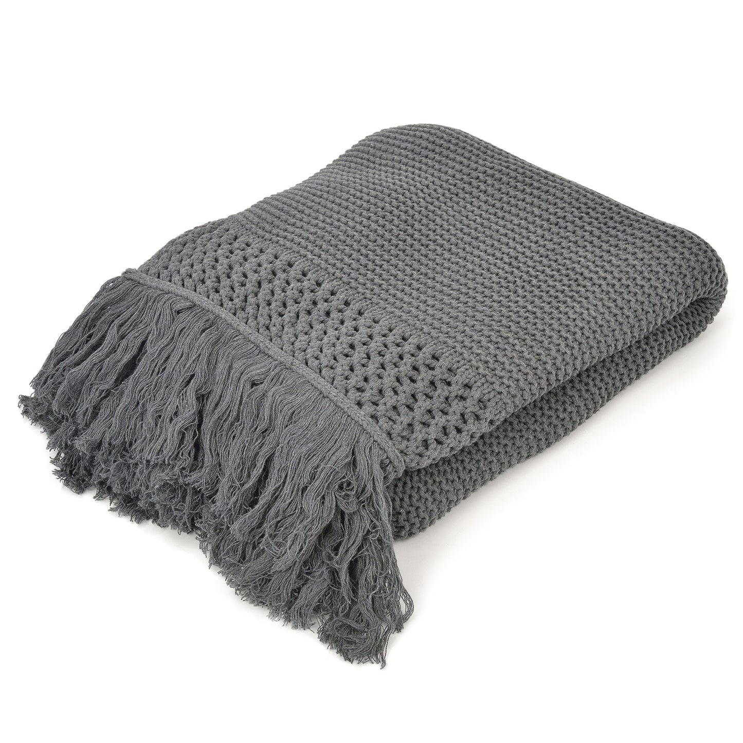 Benny Fringed Throw - Charcoal