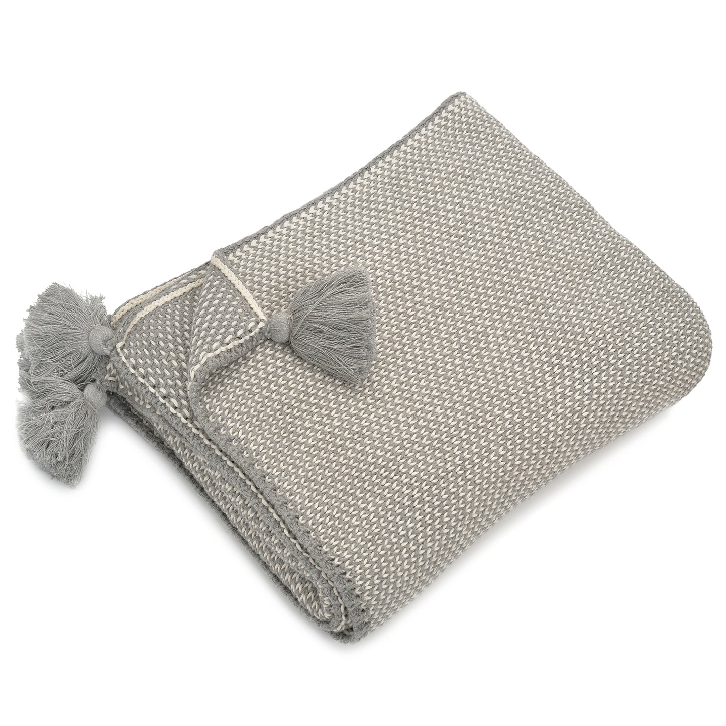Jordan Tassel Throw - Grey And Ivory