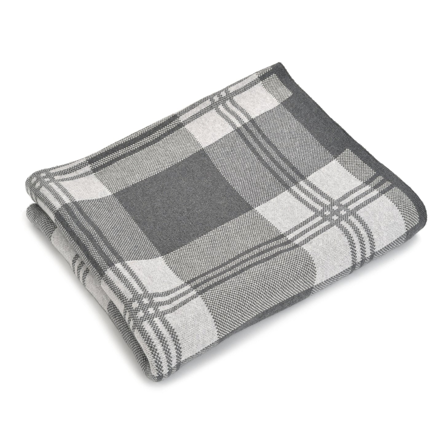 James Plaid Throw - Grey