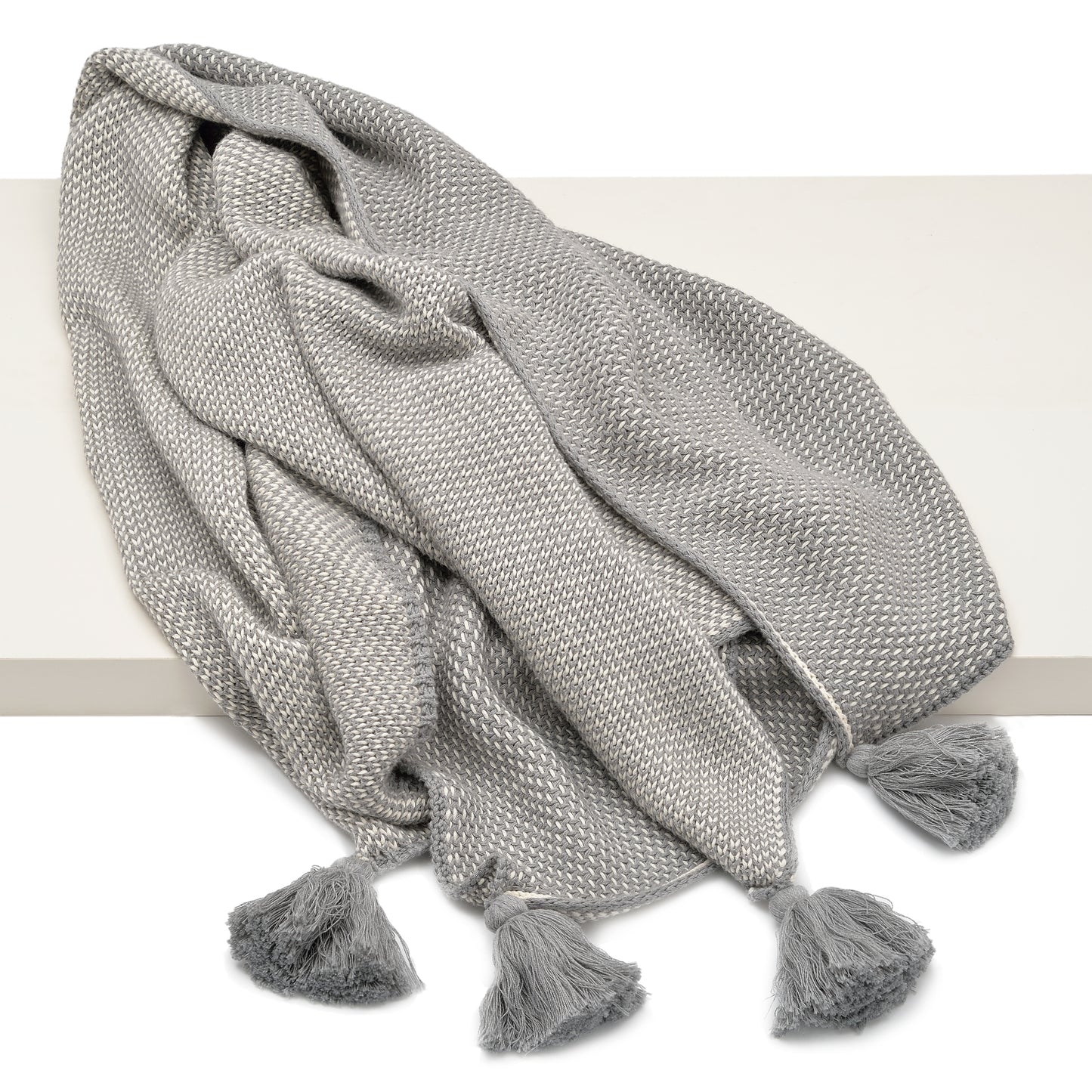 Jordan Tassel Throw - Grey And Ivory