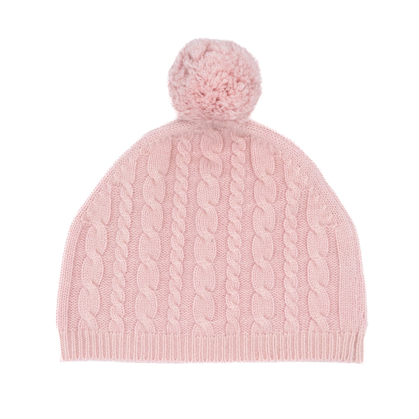 Samantha Cashmere Cable Knit Pom Pom Hat - Rose Pink