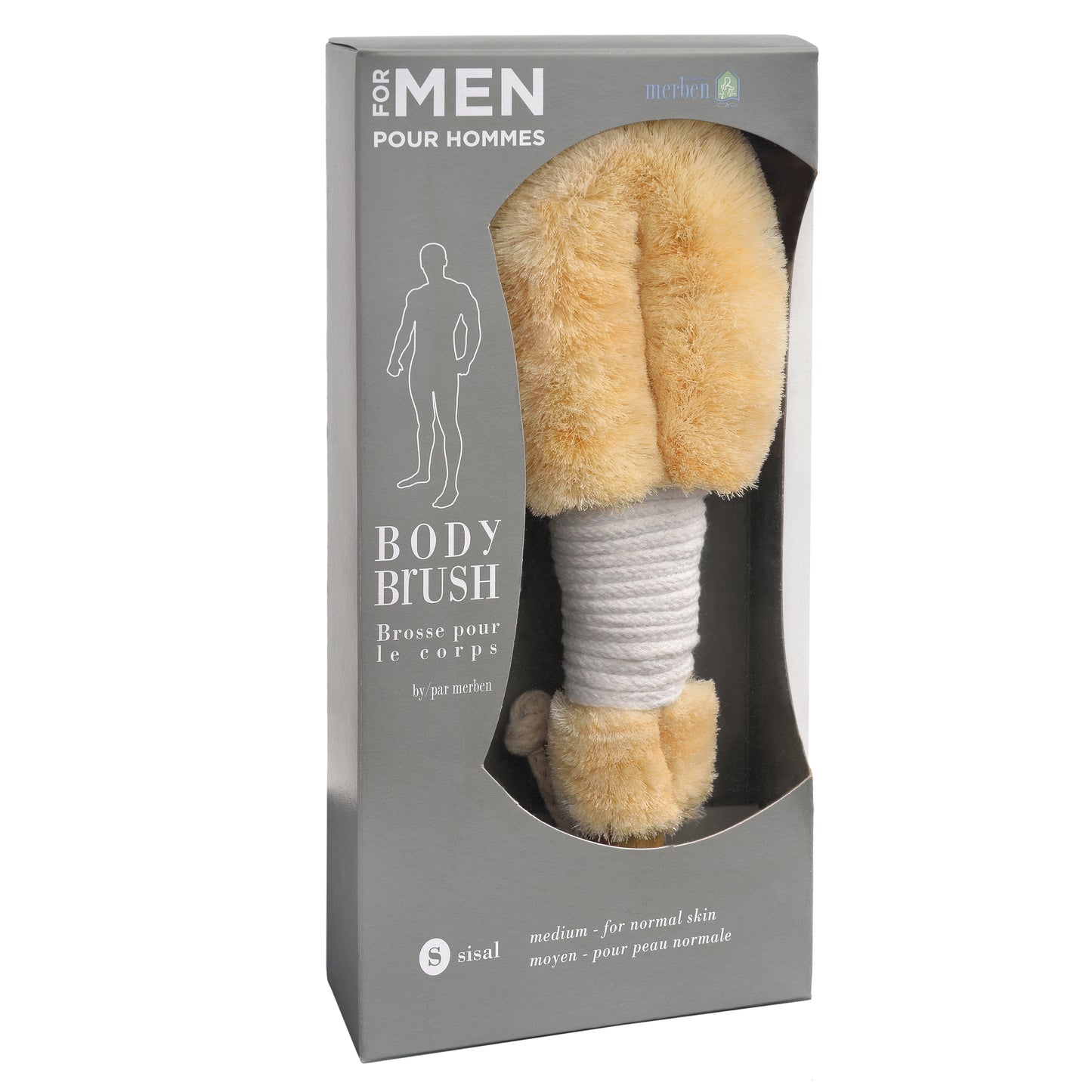 Men's Sisal Medium Body Brush - White Cord
