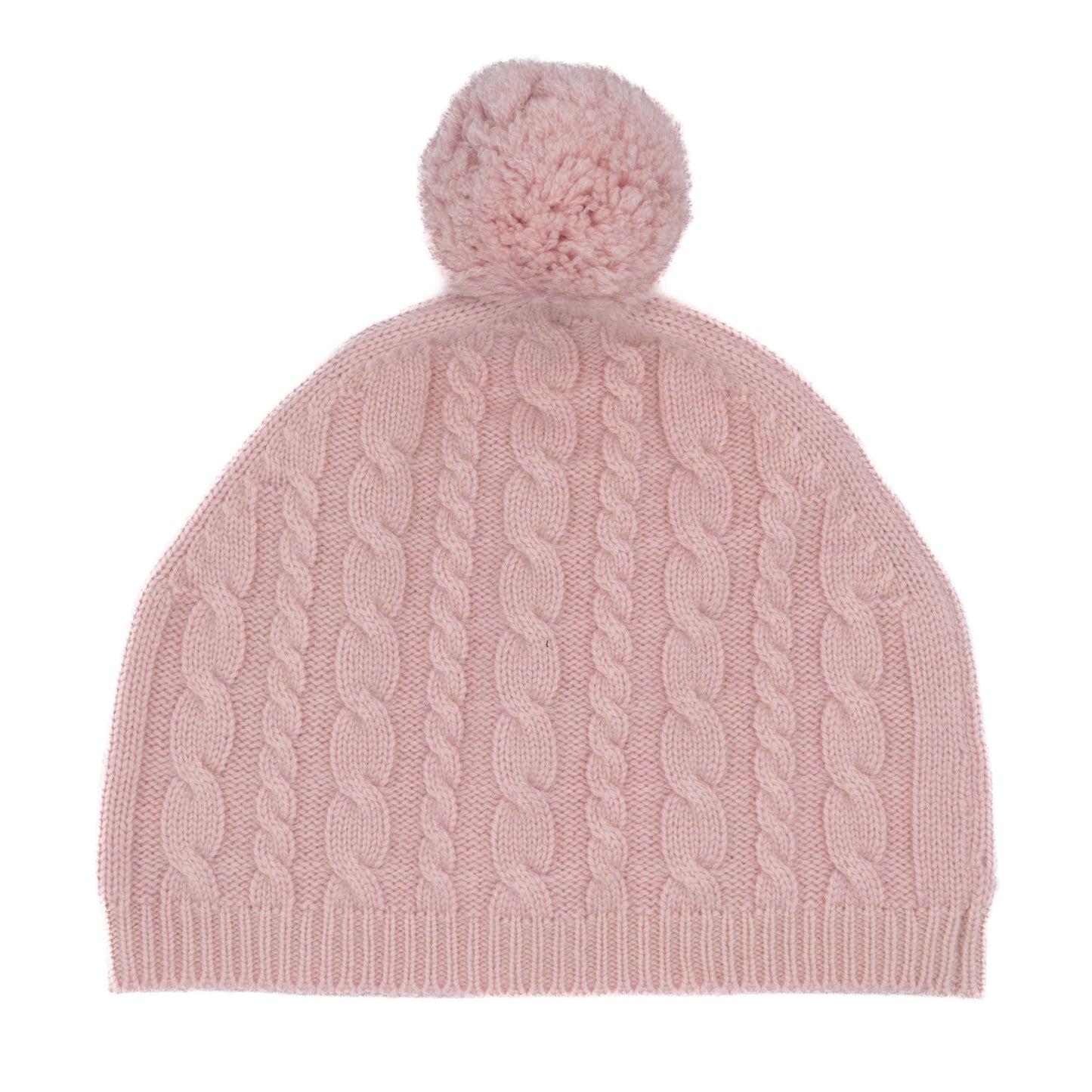 Samantha Cashmere Cable Knit Pom Pom Hat - Pink