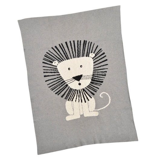 Leo Lion Baby Blanket - Grey