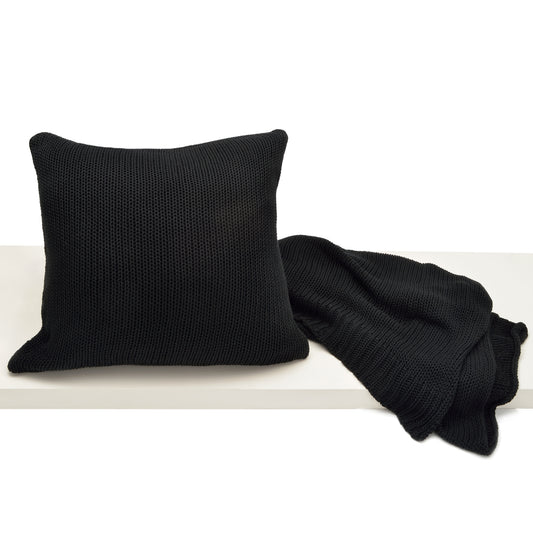 Sierra Pillow and Throw Set - Black