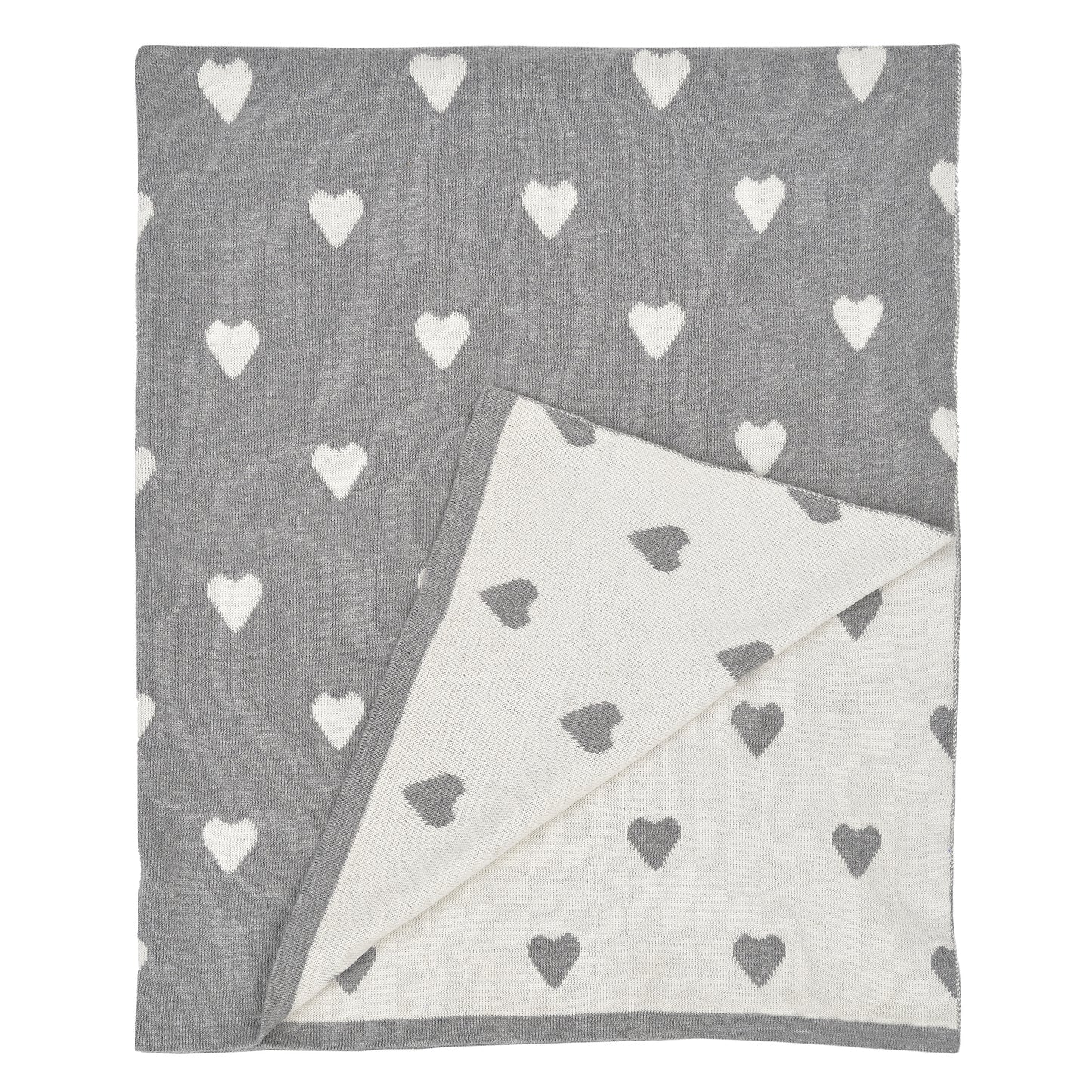 Lily Hearts Baby Blanket - Grey