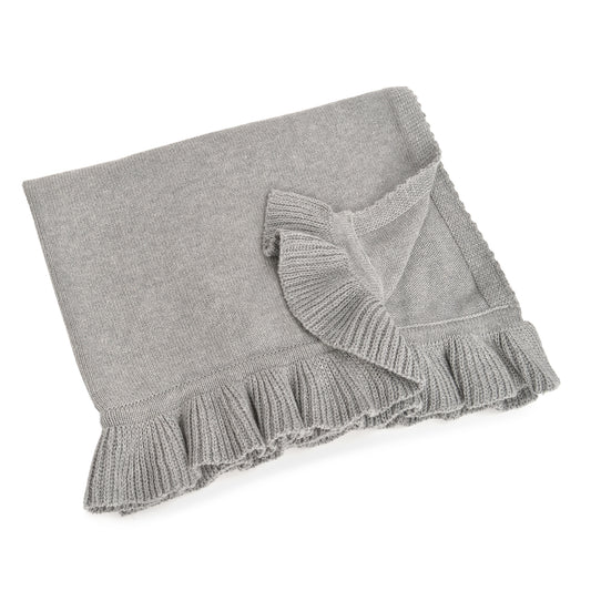 Winona Ruffled Border Baby Blanket - Grey